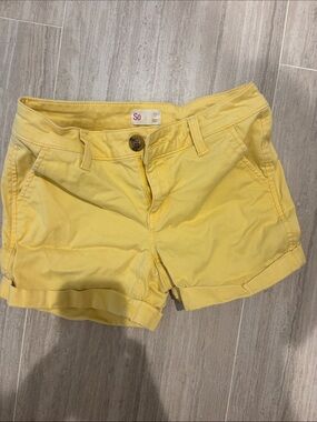 SO Sunny Yellow High-Waist Roll-Cuff Shorts